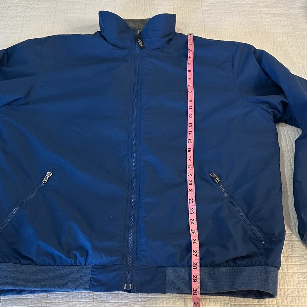 L.L.Bean Warm Up Jacket Fleece Lined Nylon Windbreaker Blue XLT - Picture 7 of 9